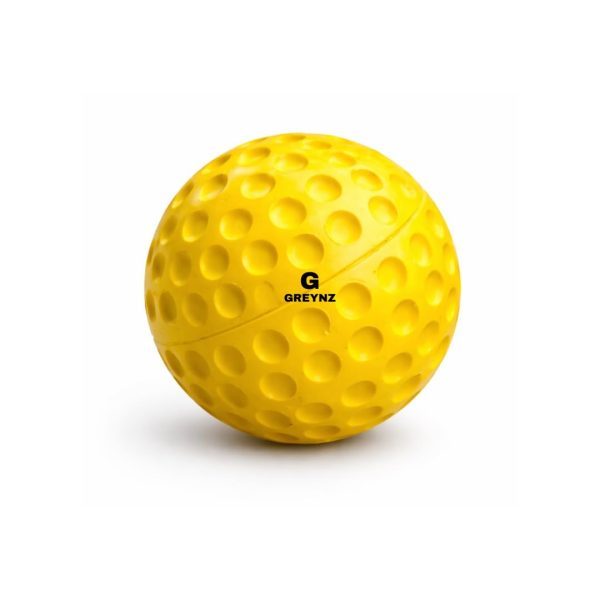 GREYNZ Ultra Fly Yellow Big Dot Dimple Cricket Practice Ball-80 Grams | Unbreakable Build with Full Bounce | Dual Layer Construction EVA Plus PU | Bowling Machine, Training Use (Pack of 2)