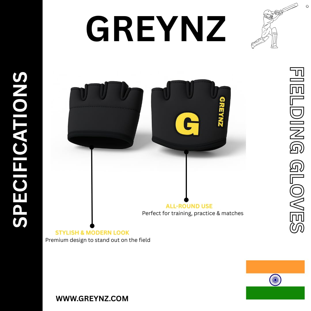 Greynz Cricket Fielding Gloves – Ultra Lightweight Lycra | Shock Absorbing Palm | Strong Grip & Comfort Fit | Durable Training & Match Gloves - Image 5